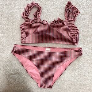Xhilaration Pink and Black Striped Bikini
